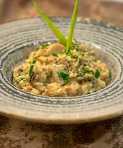 Risotto ai funghi porcini e formaggio Bagoss tipico bresciano alla Trattoria Mangiafuoco